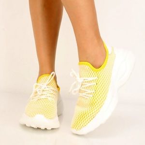 Yellow Netted Sneakers